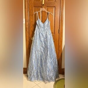 Baby blue prom dress with silver sparkles! Size 15/16 Macys